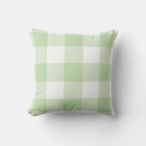 Rustic Buffalo Check Pattern Pastel Green Throw Pillow
