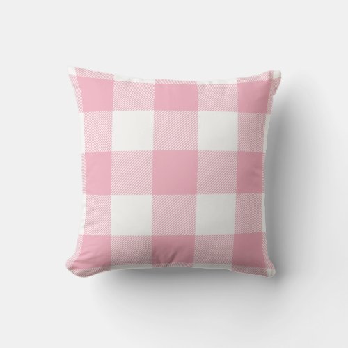 Rustic Buffalo Check Pattern Pastel Pink Throw Pillow