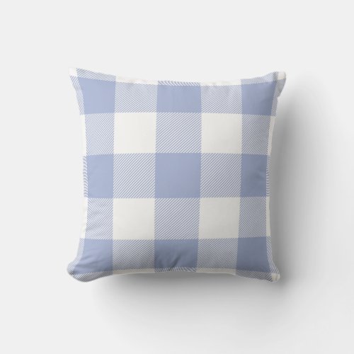 Rustic Buffalo Check Pattern Periwinkle Blue Throw Pillow