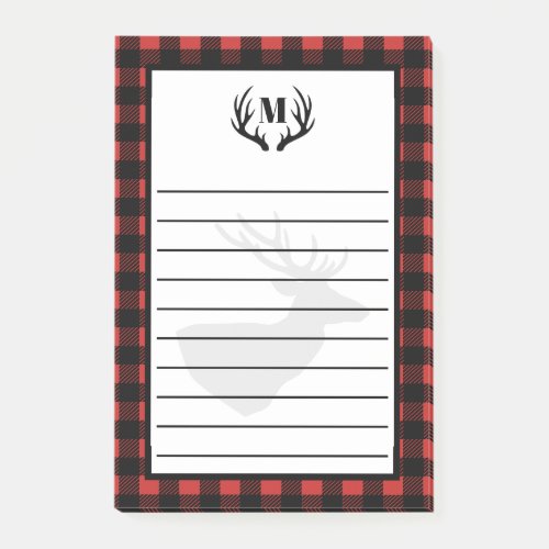 Rustic Buffalo Check Plaid  Deer Antlers Post_it Notes