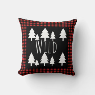 Rustic Buffalo Check Plaid Wild Woodland Adventure Throw Pillow