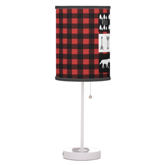 Rustic Buffalo Check Plaid Wilderness Adventure Table Lamp (Left)