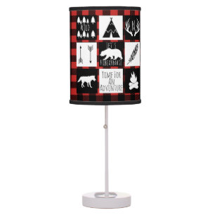 Rustic Buffalo Check Plaid Wilderness Adventure Table Lamp