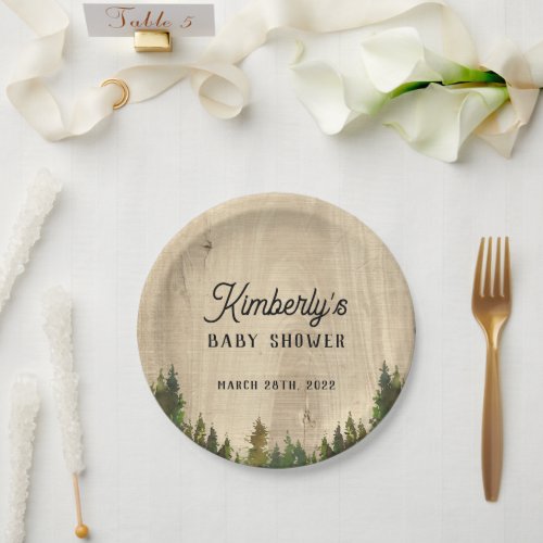 Rustic Buffalo Check Wild One Baby Shower Paper Plates