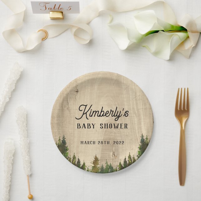 Rustic Buffalo Check Wild One Baby Shower Paper Plates (Wedding)