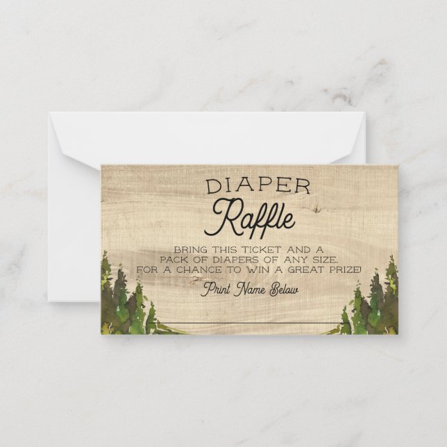 Rustic Buffalo Check Wild One Diaper Raffle Note Card (Front)