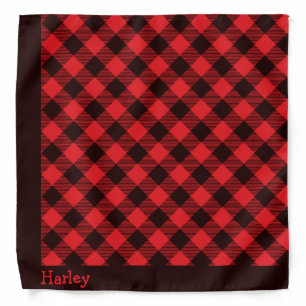 Rustic Buffalo Check Winter Holiday Customize Name Bandana