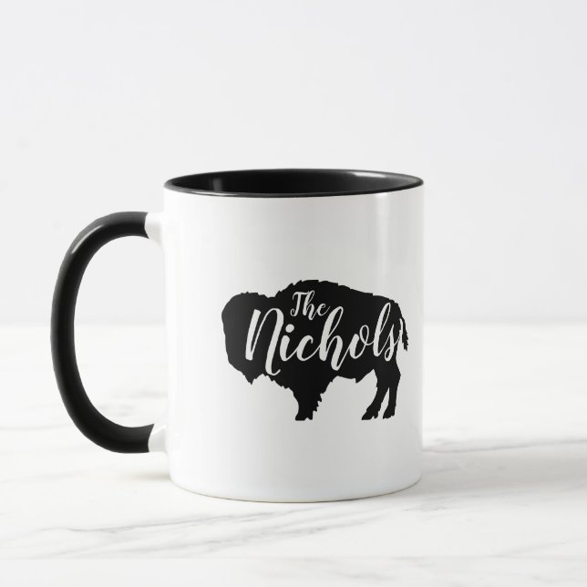 Rustic Buffalo Family Monogram Mug (Left)
