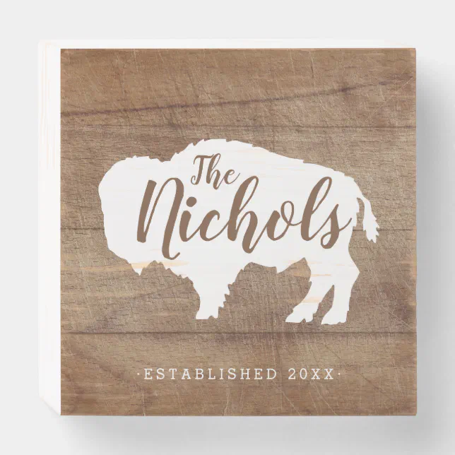 Buffolo Brother Sign Rustic Buffalo Family Monogram Wooden Box Sign | Zazzle
