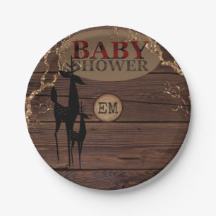 Rustic Buffalo Plaid Baby Shower Personalized Paper Plates