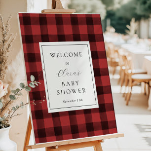 Rustic Buffalo Plaid Baby Shower Welcome Sign