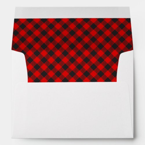 Rustic Buffalo Plaid Black and Red Christmas Card Envelope