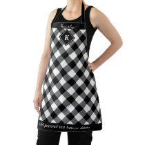 Rustic Buffalo Plaid Black White Monogram Apron Rustic Buffalo Plaid Black White Monogram Apron