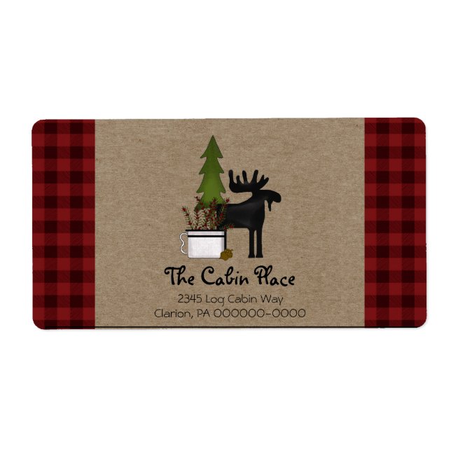 Rustic Buffalo Plaid Cabin Lodge Style   Label (Front)