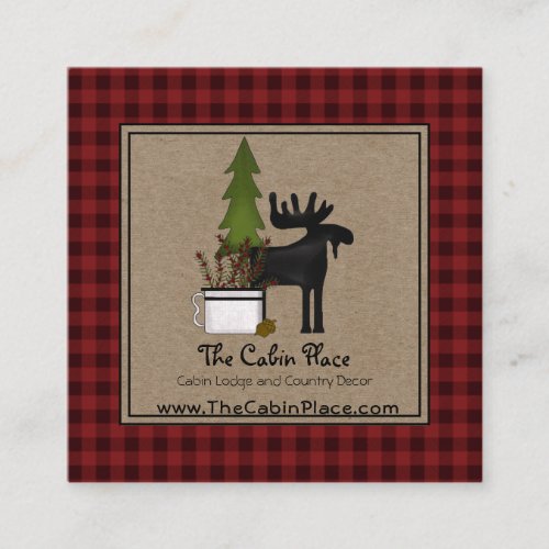 Rustic Buffalo Plaid Cabin Lodge Style  Square Business Card