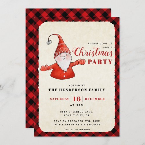 Rustic Buffalo Plaid Christmas Party Invitation