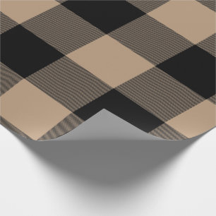 Rustic Buffalo Plaid Coffee Tan Black Wrapping Paper