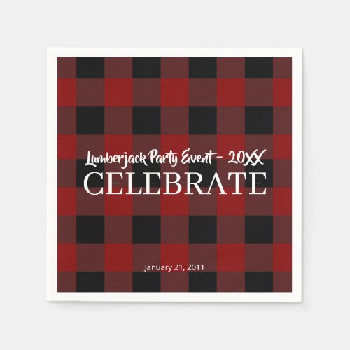 Rustic Buffalo Plaid Customized Celebrate Event Napkins