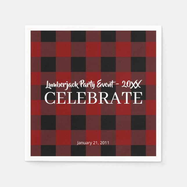 Rustic Buffalo Plaid Customized Celebrate Event Napkins (Front)
