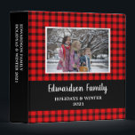 Rustic buffalo plaid family photo holiday album 3  3 ring binder<br><div class="desc">Rustic black red buffalo plaid family photo holiday album.
You can personalize it and add your own photo and text at the front and at the spine, </div>