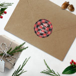 Rustic Buffalo Plaid Holiday Return Address Classic Round Sticker<br><div class="desc">Add your return address with ease this Christmas with these simple yet very trendy stickers. The design is easy to personalize with your name and address andd more color options are available.</div>