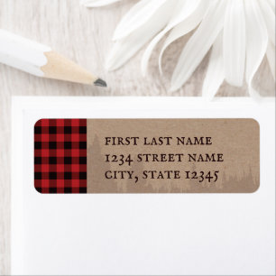 Rustic Buffalo Plaid Lumberjack Address Label