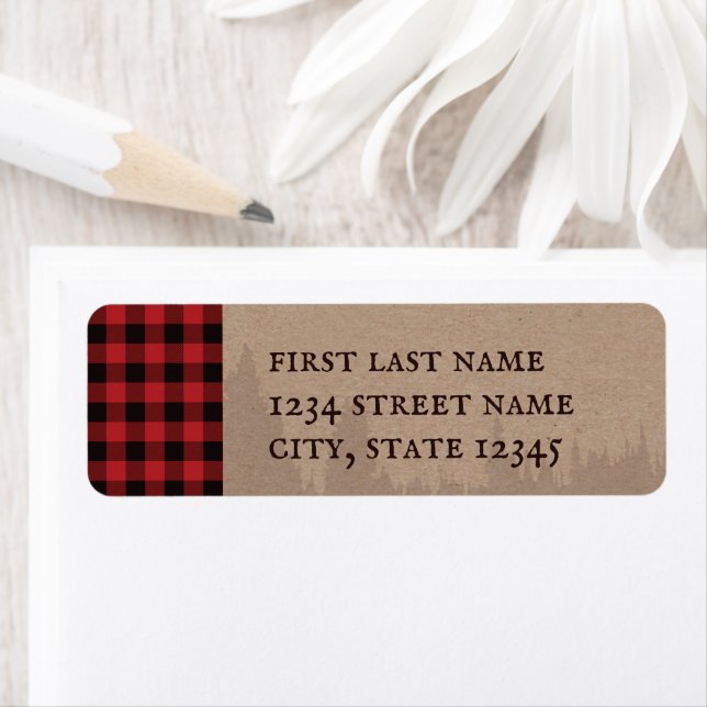 Rustic Buffalo Plaid Lumberjack Address Label (Insitu)