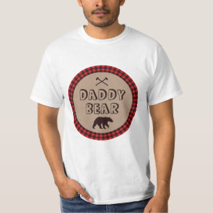 Rustic Buffalo Plaid Lumberjack Shower Daddy Bear T-Shirt