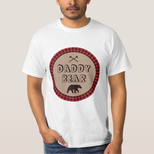 Rustic Buffalo Plaid Lumberjack Shower Daddy Bear T_Shirt