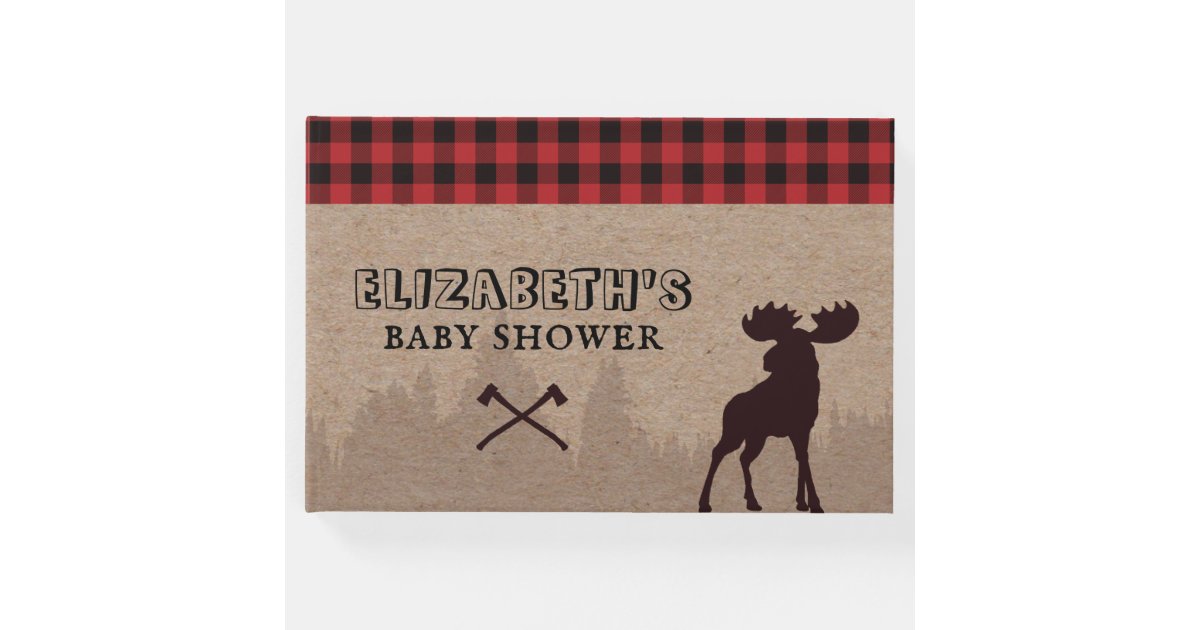 Rustic Buffalo Plaid Lumberjack Theme Baby Shower Guest Book