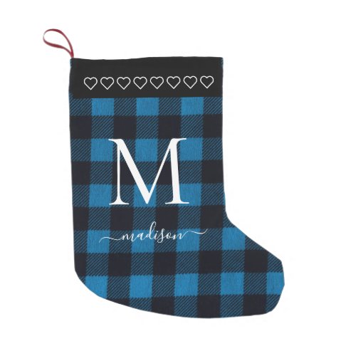 Rustic Buffalo Plaid Monogram Small Christmas Stocking