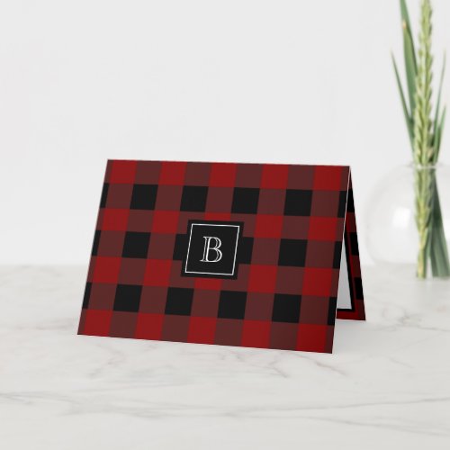 Rustic Buffalo Plaid Monogrammed Initial Pattern Card