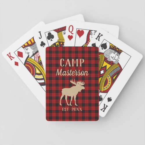 Rustic Buffalo Plaid Moose Family Camp Poker Cards