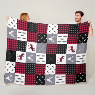 Rustic Buffalo Plaid Patchwork Red White Christmas