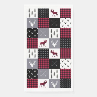 Rustic Buffalo Plaid Patchwork Red White Christmas