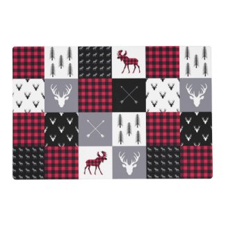 Rustic Buffalo Plaid Patchwork Red White Christmas