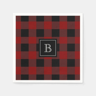 Rustic Buffalo Plaid Pattern Monogrammed Initial Napkins