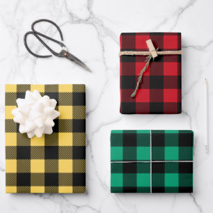 Rustic Buffalo Plaid Pattern Wrapping Paper Sheets