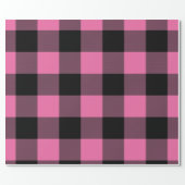 Rustic Buffalo Plaid Pink Black Wrapping Paper (Flat)