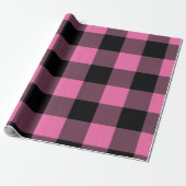 Rustic Buffalo Plaid Pink Black Wrapping Paper (Unrolled)