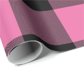 Rustic Buffalo Plaid Pink Black Wrapping Paper (Roll Corner)