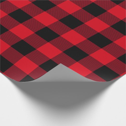 Rustic Buffalo Plaid Red and Black Simple Pattern Wrapping Paper