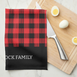 Rustic Buffalo Plaid Red Black Kitchen Towel
