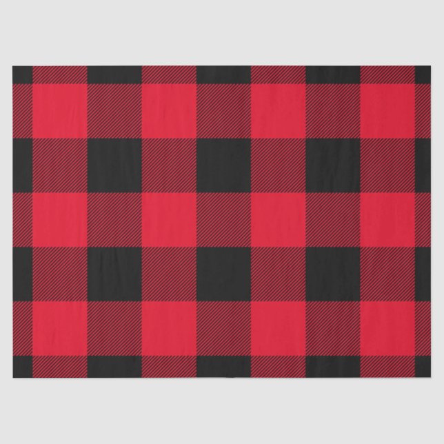 Rustic Buffalo Plaid Red Black Tissue Paper (Front)