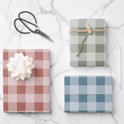 Rustic Buffalo Plaid _ Simple Red Green Blue Wrapping Paper Sheets