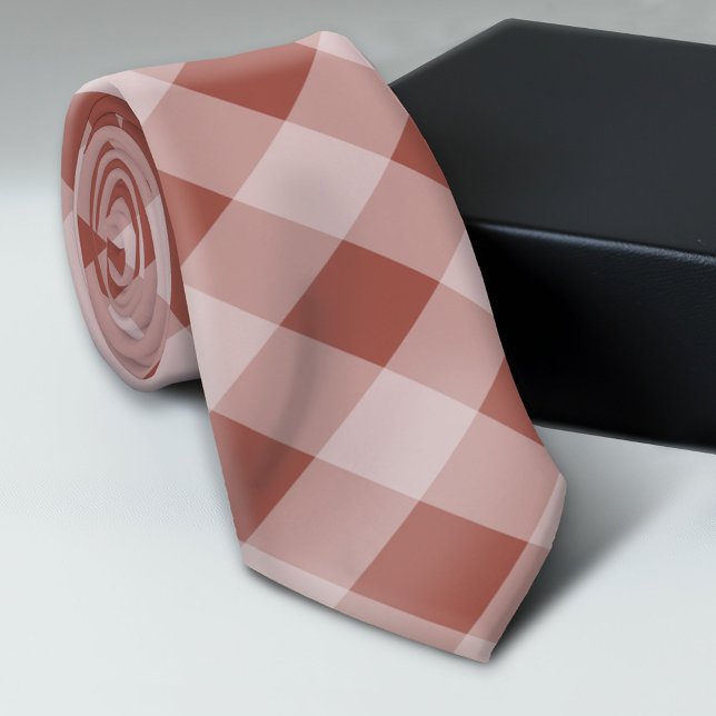 Rustic Buffalo Plaid - Simple Soft Red Neck Tie (Trendy Neck Tie Pattern)