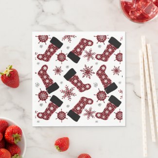 Rustic Buffalo Plaid Stocking Snowflakes Christmas