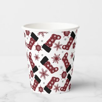 Rustic Buffalo Plaid Stocking Snowflakes Christmas