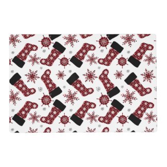 Rustic Buffalo Plaid Stocking Snowflakes Christmas