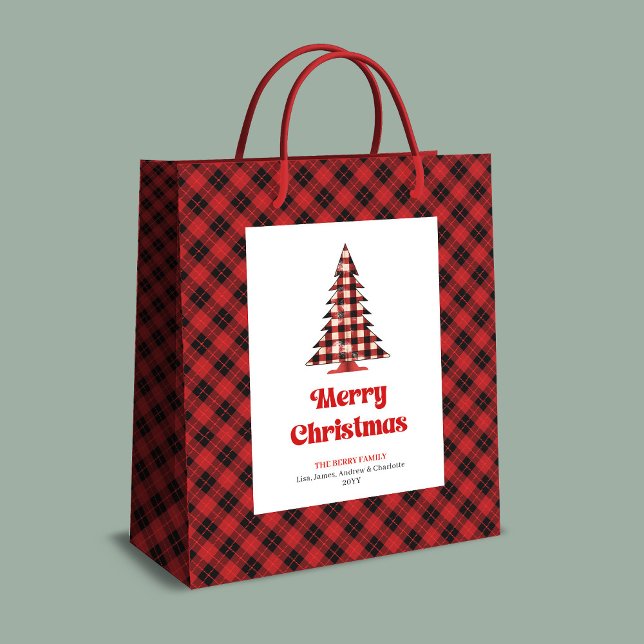 Rustic buffalo plaid tree gift bag personalized (Rustic buffalo plaid tree gift bag personalized)